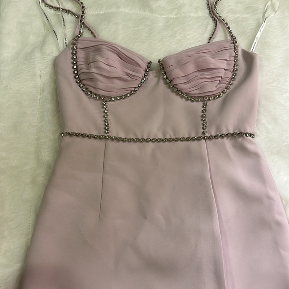 ‼️SALE‼️Self Portrait Pink Mini Crepe Dress - Picture 3 of 4